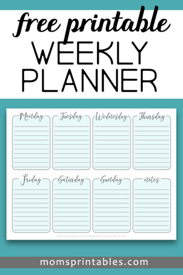 Weekly Planner Free Printable | Weekly Planner Free Printables PDF | Weekly Planner Printable Minimalist | Weekly Planner Printable Horizontal | Download for free on the MomsPrintables blog!