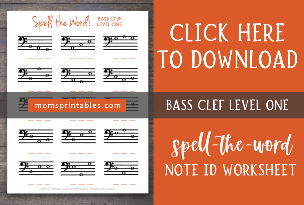 Free Note Identification Worksheet | Note Spelling worksheets | Note Naming Worksheets PDF | Spell a word note identification worksheets | Free PDF download for these note identification worksheets for piano on the MomsPrintables blog!