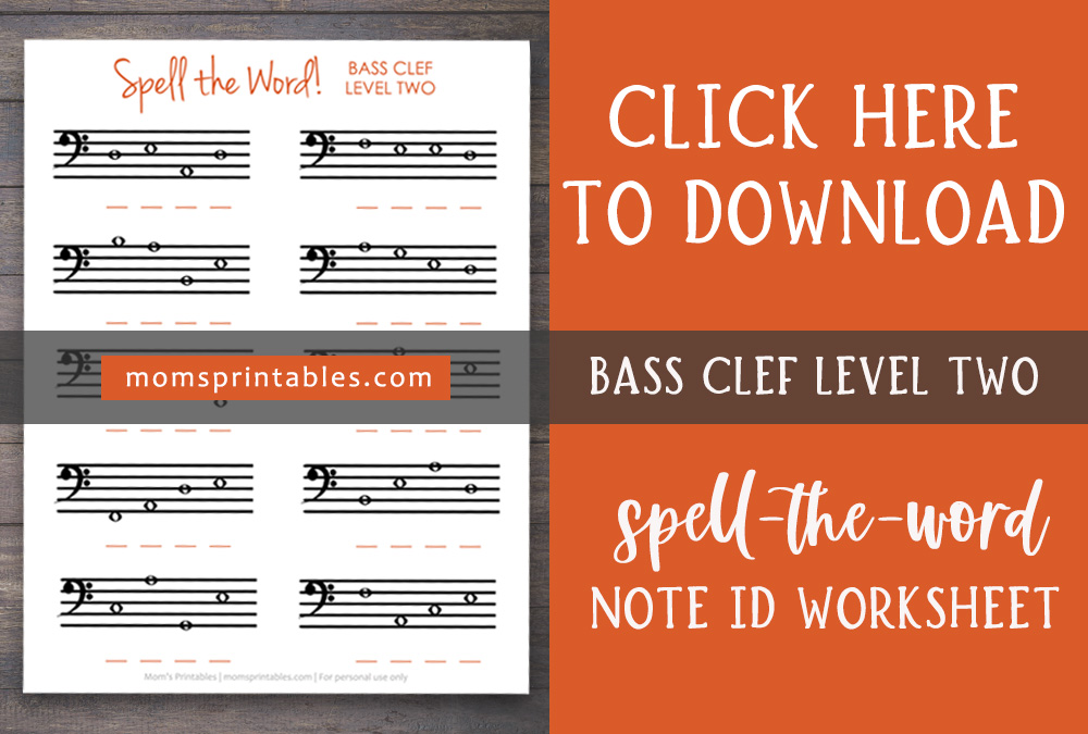 Free Note Identification Worksheet | Note Spelling worksheets | Note Naming Worksheets PDF | Spell a word note identification worksheets | Free PDF download for these note identification worksheets for piano on the MomsPrintables blog!