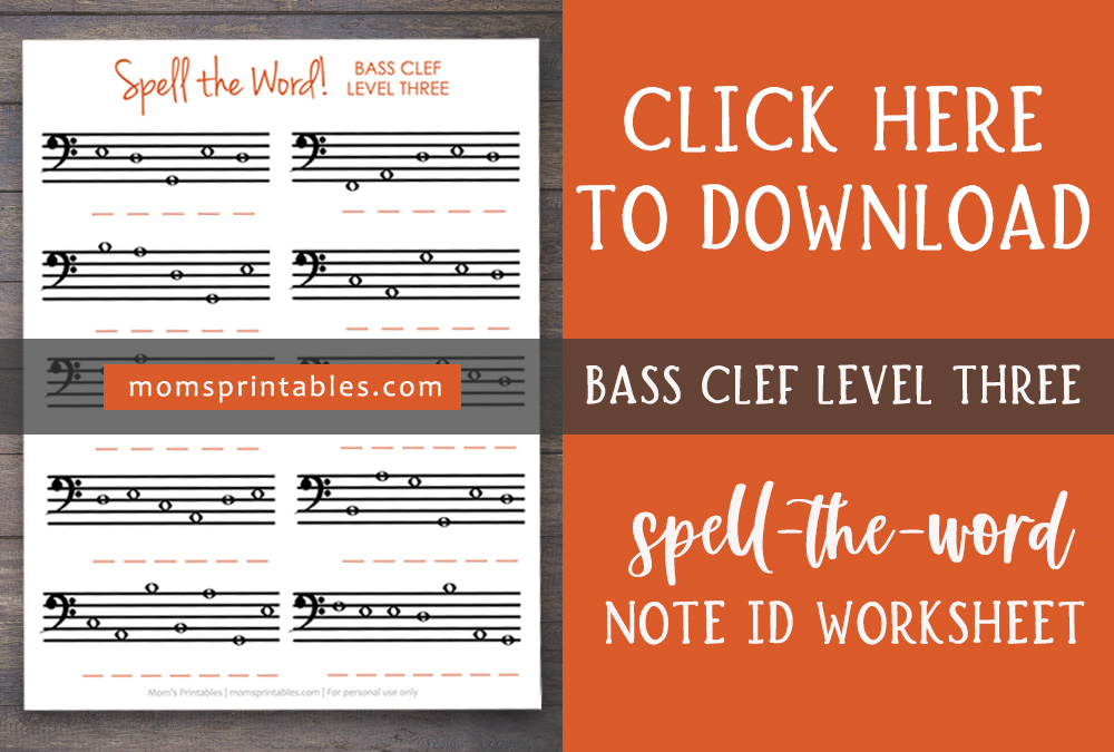 Free Note Identification Worksheet | Note Spelling worksheets | Note Naming Worksheets PDF | Spell a word note identification worksheets | Free PDF download for these note identification worksheets for piano on the MomsPrintables blog!