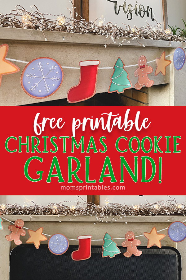 Christmas Cookie Garland | Free Printable Cookie Garland | Free Printable Christmas Cookie Garland | Such a cute Christmas garland you can print from home! Free PDF on the Moms Printables blog.