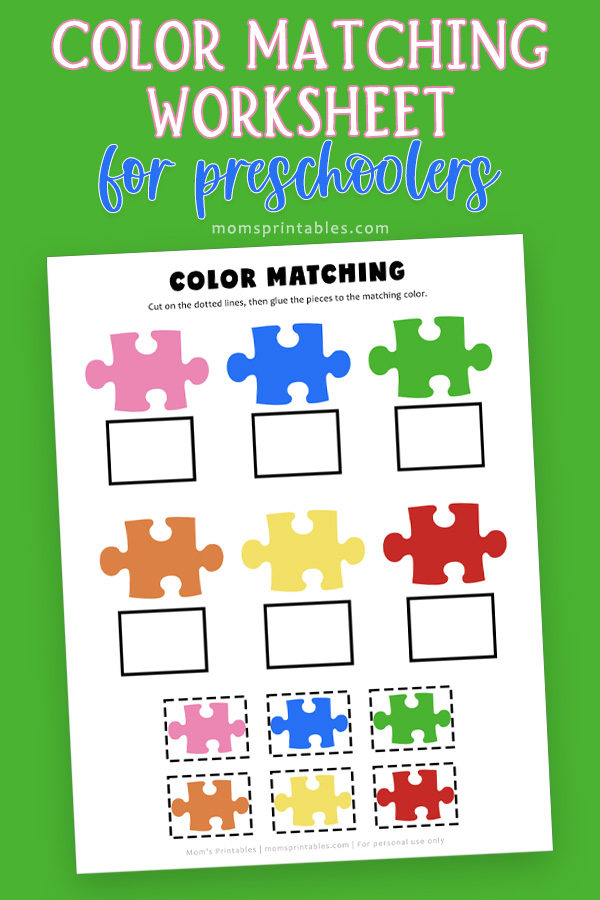 Color Matching worksheet for preschool | Free printable color matching worksheet | Worksheets to teach colors | Preschool color matching sheets available at Moms Printables!