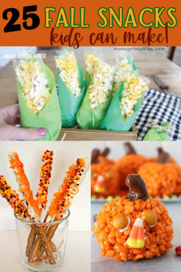 Fall Snacks Kids Can Make | Fall Snacks for a Party | Fall Snacks for Kids School | Fall Themed Snacks for Kids | 25 FALL SNACKS for kids at Moms Printables!