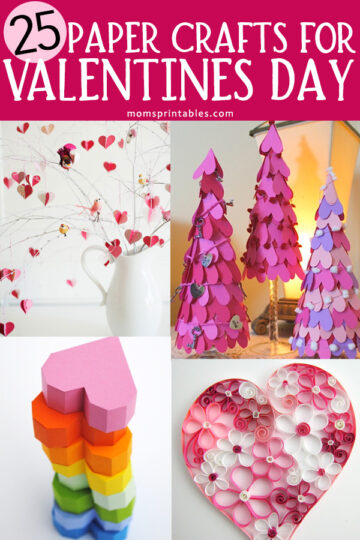 Paper Valentines Decorations | Valentines Paper Craft Projects | Paper Hearts | Valentine decorations paper heart garlands | Paper Valentines decorations DIY | 25 Paper Valentines Decorations on the Moms Printables blog!