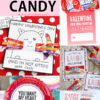 Printable Valentines to give with candy | valentines that you can put with candy | Valentine cards with candy | Candy valentines with free printable | 30 fun Valentine Candy ideas at Moms Printables!