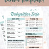 Babysitter Information Printable | Babysitter Information Sheet | Babysitter Information Template | PDF & Canva template both available at MomsPrintables!