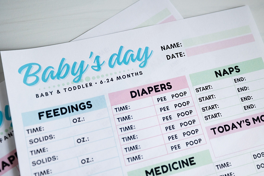 Printable Nanny Log | Notes about baby's day printable | free printable for nanny | nanny printable free | Printable Nanny Log for keeping track of baby's day is free to download at MomsPrintables!