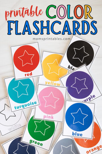 Printable color cards free | free printable color flashcards PDF | printable color flashcards for preschoolers | Download the set of 12 color cards at Moms Printables!