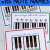 Printable Piano Keyboard with note names | Printable Piano with notes | Printable piano keyboard with notes | 3 PDF's on Moms Printables in 3 difficulty levels!