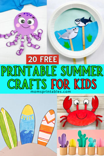 Printable summer Crafts for Kids | Printable summer activities | Printable shark | Printable summer Coloring Pages | 20 fun PRINTABLE Summer Crafts for Kids over at MomsPrintables!!