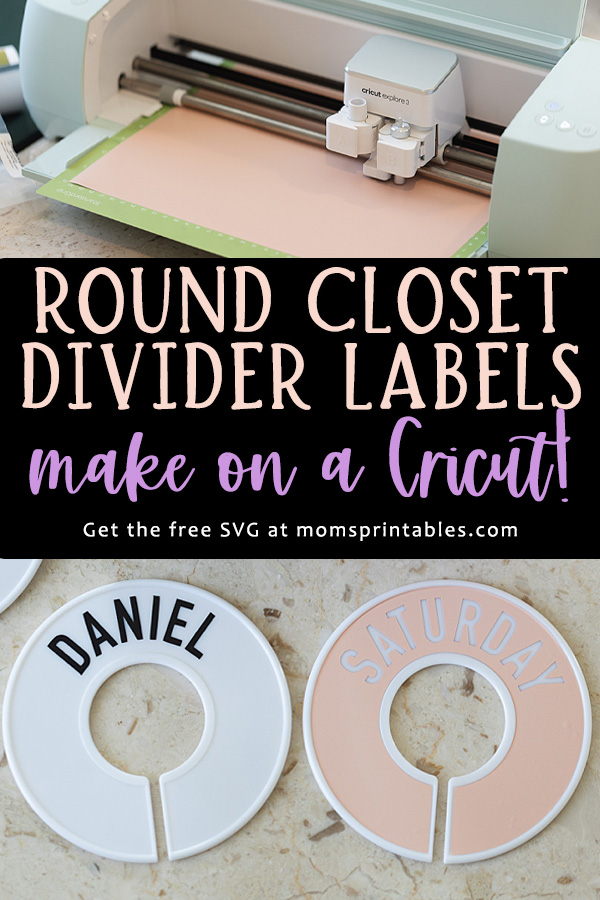 Round Closet Dividers made on a Cricut | Closet Dividers template for Cricut | Get the free SVG file for labels these round closet dividers at Moms Printables!