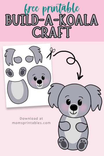 Build a Koala Craft free printable | koala craft for kids | Printable koala craft | Free download at Moms Printables!