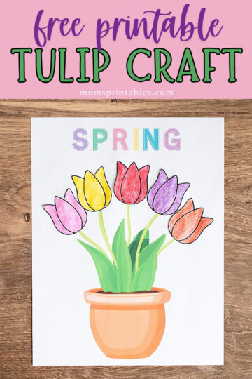 Free Printable Tulip Craft | Tulip Crafts for Kids | Tulip Paper Craft for Kids | Free printable tulip craft for kids free to download and print at Moms Printables!