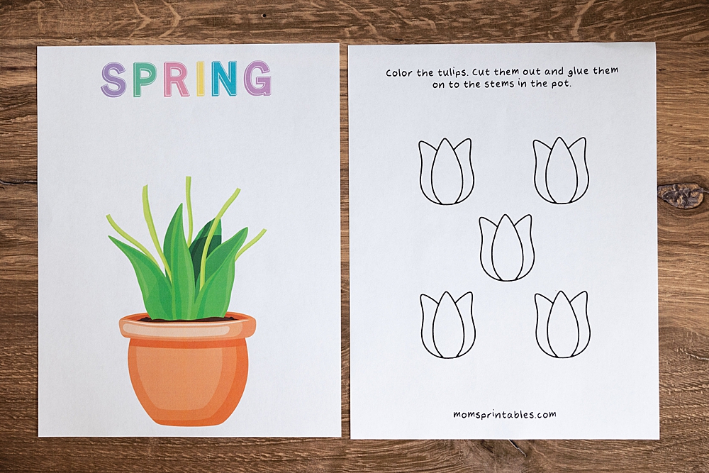 Free Printable Tulip Craft | Tulip Crafts for Kids | Tulip Paper Craft for Kids | Free printable tulip craft for kids free to download and print at Moms Printables!