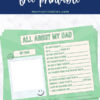 FREE All About My Dad printable | About My Dad questionnaire | All About My Dad Preschool Worksheet | Free Printable All About Dad Questionnaire | FREE PRINTABLE on the Moms Printables website!