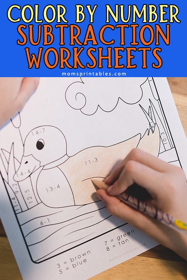 Color Subtraction Worksheet | Color by Number Subtraction Worksheet Free Printable | Free Printable Subtraction Color by Number at Moms Printables!