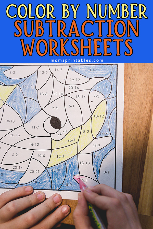 Color Subtraction Worksheet | Color by Number Subtraction Worksheet Free Printable | Free Printable Subtraction Color by Number at Moms Printables!