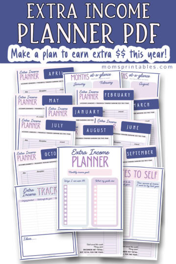 printable extra income planner binder pages for budgeting and side hustle planning