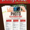 Photo scavenger hunt for adults with free printable team-building game